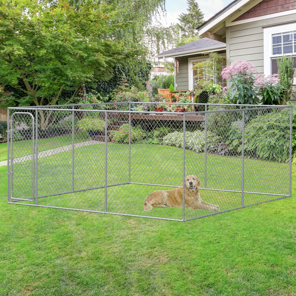  Pawhut Outdoor Dog Kennel Galvanized Chain Link Fence 